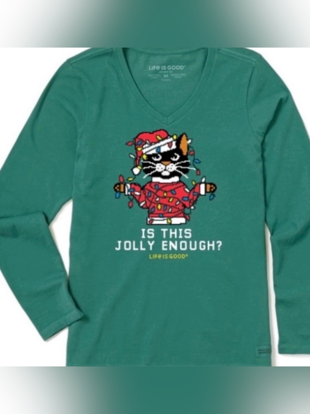 Life Is Good Ugly Sweater Santa Long Sleeve Crusher Tee